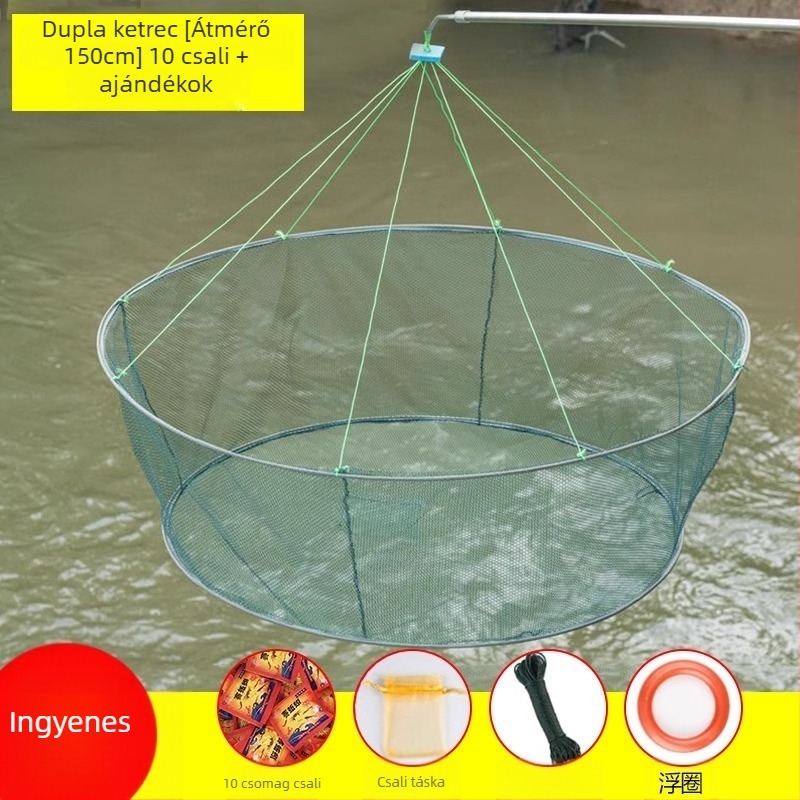 Horgászketrec garnélarák ketrec halháló nyitott összecsukható emelőháló mozgó háló halászháló homárháló halfogás mozgó Zheng kéz dobóháló