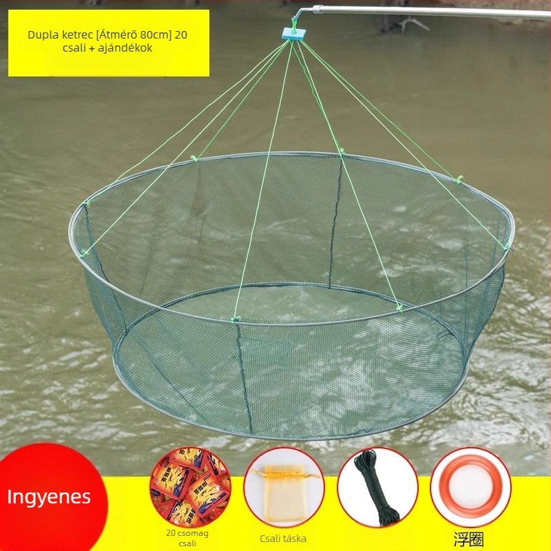 Horgászketrec garnélarák ketrec halháló nyitott összecsukható emelőháló mozgó háló halászháló homárháló halfogás mozgó Zheng kéz dobóháló