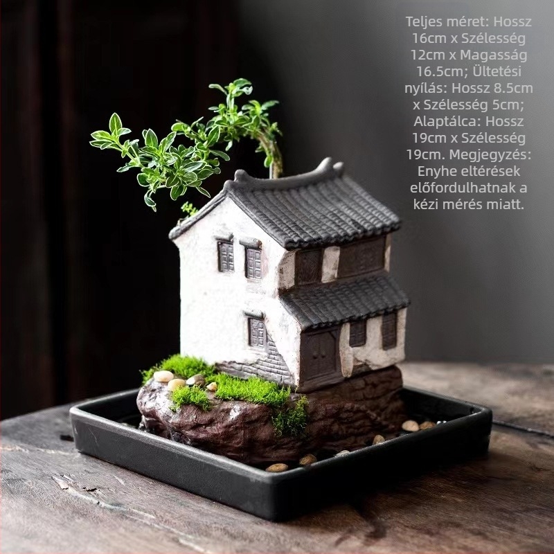 Jiangnan ház bambusz virágcserép dekoráció retro kreatív zöld növény virágcserép akvárium táj otthoni iroda dekoráció