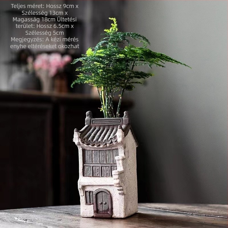 Jiangnan ház bambusz virágcserép dekoráció retro kreatív zöld növény virágcserép akvárium táj otthoni iroda dekoráció