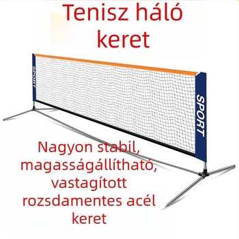 Kültéri, mobil, rozsdamentes acélból készült, hordozható, egyszerű teniszháló-állvány, kültéri, beltéri, standard, rövid teniszállvány otthonra