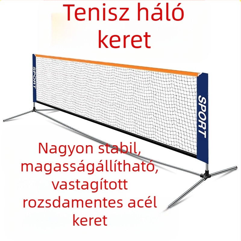 Kültéri, mobil, rozsdamentes acélból készült, hordozható, egyszerű teniszháló-állvány, kültéri, beltéri, standard, rövid teniszállvány otthonra