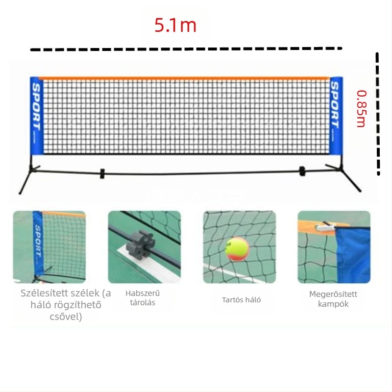 Kültéri, mobil, rozsdamentes acélból készült, hordozható, egyszerű teniszháló-állvány, kültéri, beltéri, standard, rövid teniszállvány otthonra