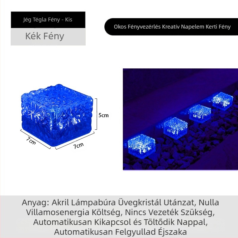 Napelemes LED jégcsempe lámpa üvegutánzat kültéri udvari állólámpa kerti táj dekorációs földalatti lámpa kempinglámpa