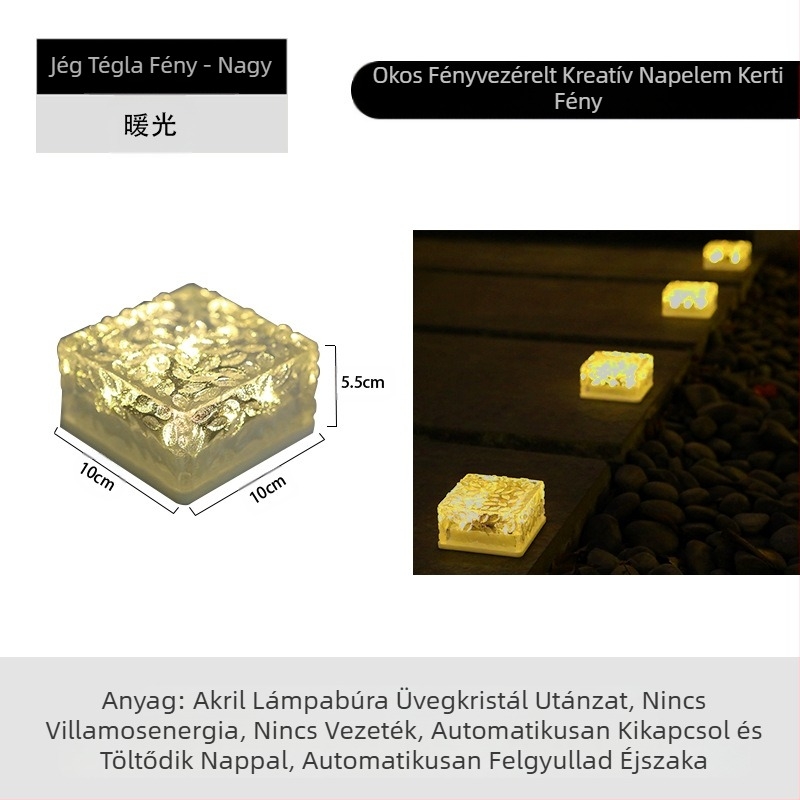 Napelemes LED jégcsempe lámpa üvegutánzat kültéri udvari állólámpa kerti táj dekorációs földalatti lámpa kempinglámpa
