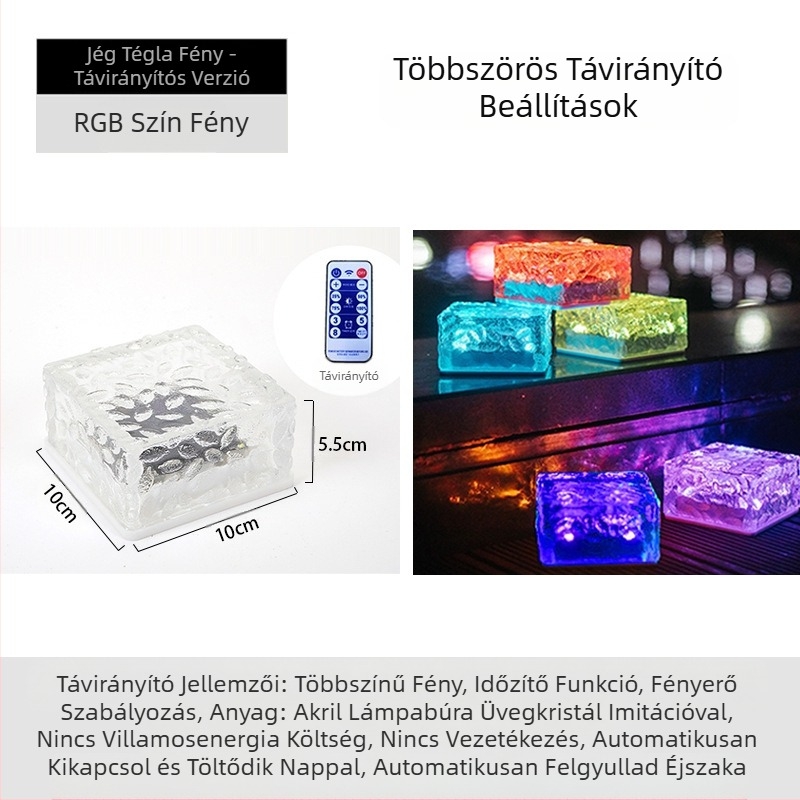 Napelemes LED jégcsempe lámpa üvegutánzat kültéri udvari állólámpa kerti táj dekorációs földalatti lámpa kempinglámpa