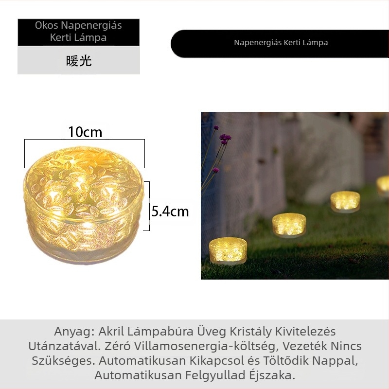 Napelemes LED jégcsempe lámpa üvegutánzat kültéri udvari állólámpa kerti táj dekorációs földalatti lámpa kempinglámpa