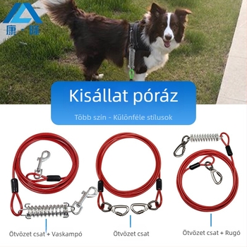 Háziállat acéldrót póráz harapásgátló húzókötél meghosszabbított acéldrót kötél kutyapóráz vastagított 20 lábas kültéri kutyapóráz
