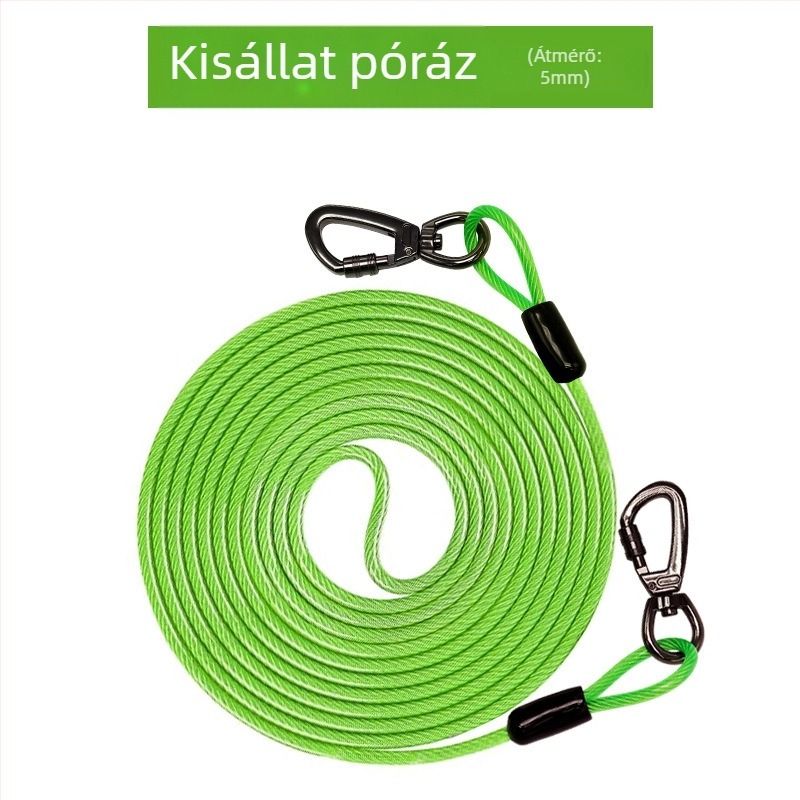 Háziállat acéldrót póráz harapásgátló húzókötél meghosszabbított acéldrót kötél kutyapóráz vastagított 20 lábas kültéri kutyapóráz