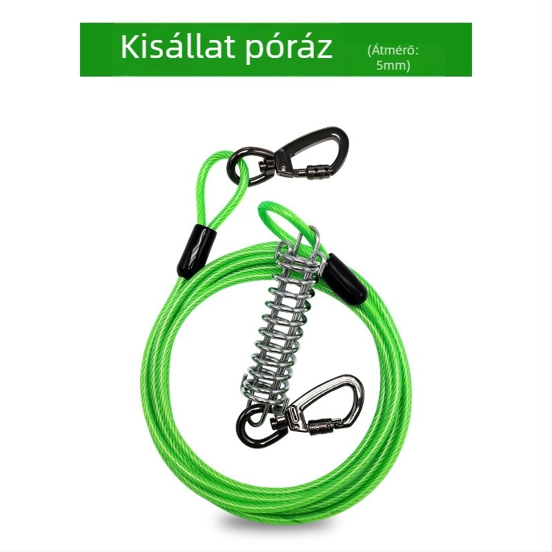 Háziállat acéldrót póráz harapásgátló húzókötél meghosszabbított acéldrót kötél kutyapóráz vastagított 20 lábas kültéri kutyapóráz