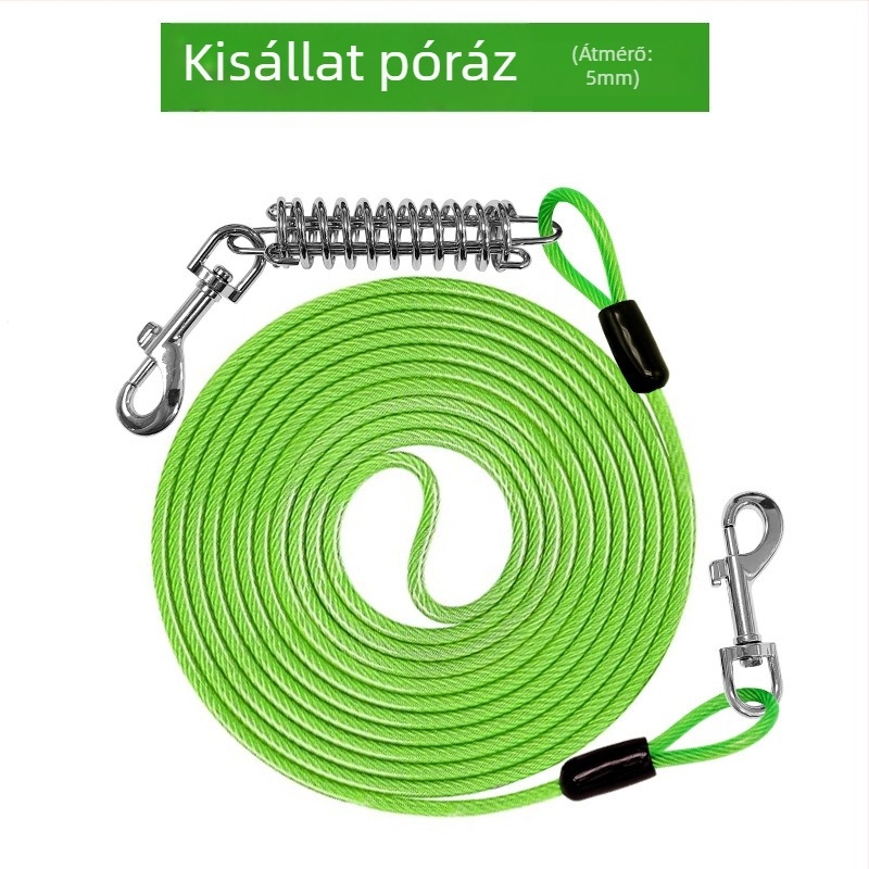 Háziállat acéldrót póráz harapásgátló húzókötél meghosszabbított acéldrót kötél kutyapóráz vastagított 20 lábas kültéri kutyapóráz