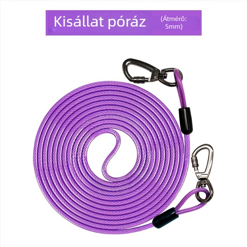 Háziállat acéldrót póráz harapásgátló húzókötél meghosszabbított acéldrót kötél kutyapóráz vastagított 20 lábas kültéri kutyapóráz