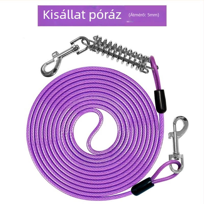 Háziállat acéldrót póráz harapásgátló húzókötél meghosszabbított acéldrót kötél kutyapóráz vastagított 20 lábas kültéri kutyapóráz