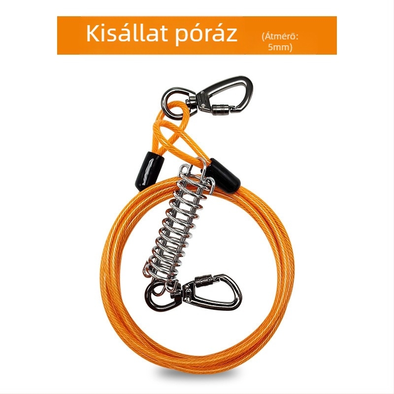Háziállat acéldrót póráz harapásgátló húzókötél meghosszabbított acéldrót kötél kutyapóráz vastagított 20 lábas kültéri kutyapóráz
