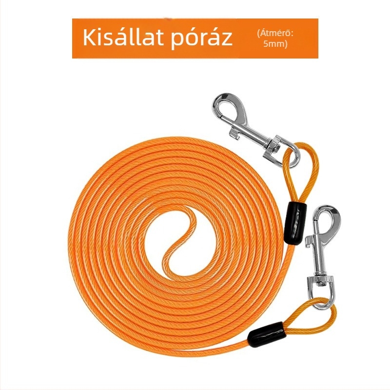 Háziállat acéldrót póráz harapásgátló húzókötél meghosszabbított acéldrót kötél kutyapóráz vastagított 20 lábas kültéri kutyapóráz
