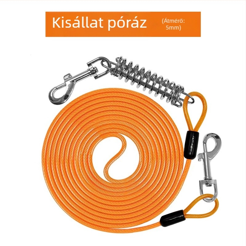 Háziállat acéldrót póráz harapásgátló húzókötél meghosszabbított acéldrót kötél kutyapóráz vastagított 20 lábas kültéri kutyapóráz