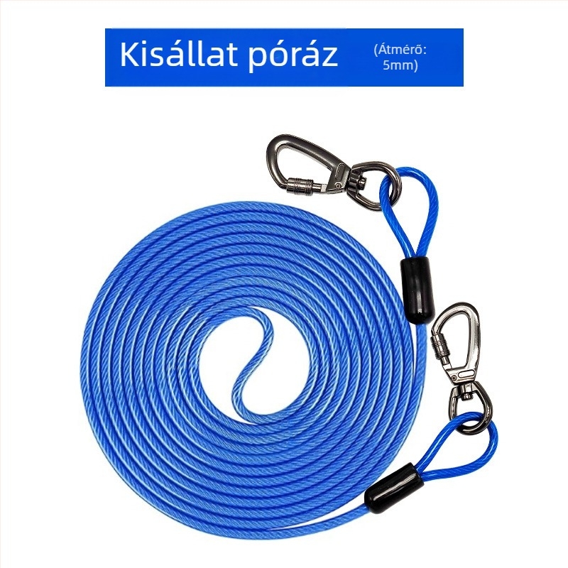 Háziállat acéldrót póráz harapásgátló húzókötél meghosszabbított acéldrót kötél kutyapóráz vastagított 20 lábas kültéri kutyapóráz