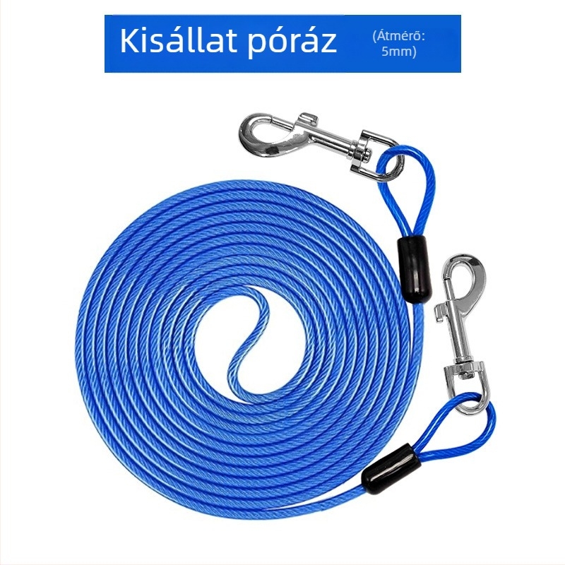 Háziállat acéldrót póráz harapásgátló húzókötél meghosszabbított acéldrót kötél kutyapóráz vastagított 20 lábas kültéri kutyapóráz