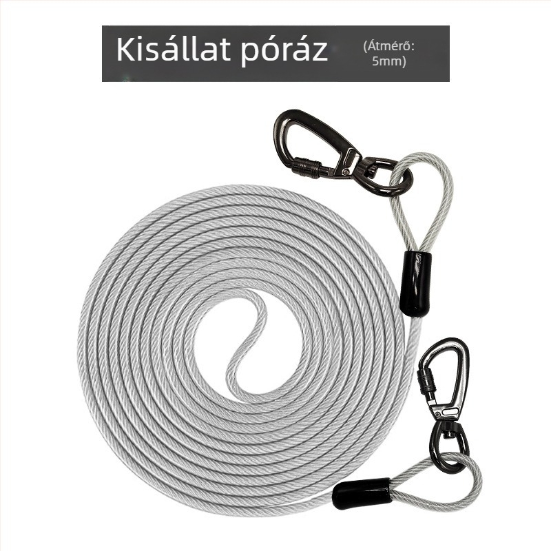 Háziállat acéldrót póráz harapásgátló húzókötél meghosszabbított acéldrót kötél kutyapóráz vastagított 20 lábas kültéri kutyapóráz