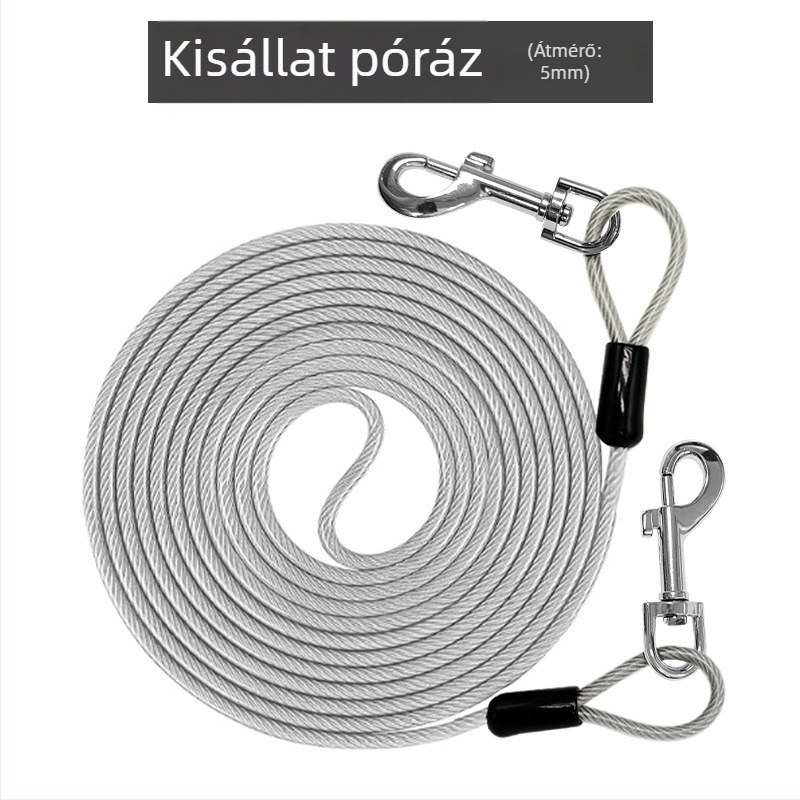Háziállat acéldrót póráz harapásgátló húzókötél meghosszabbított acéldrót kötél kutyapóráz vastagított 20 lábas kültéri kutyapóráz