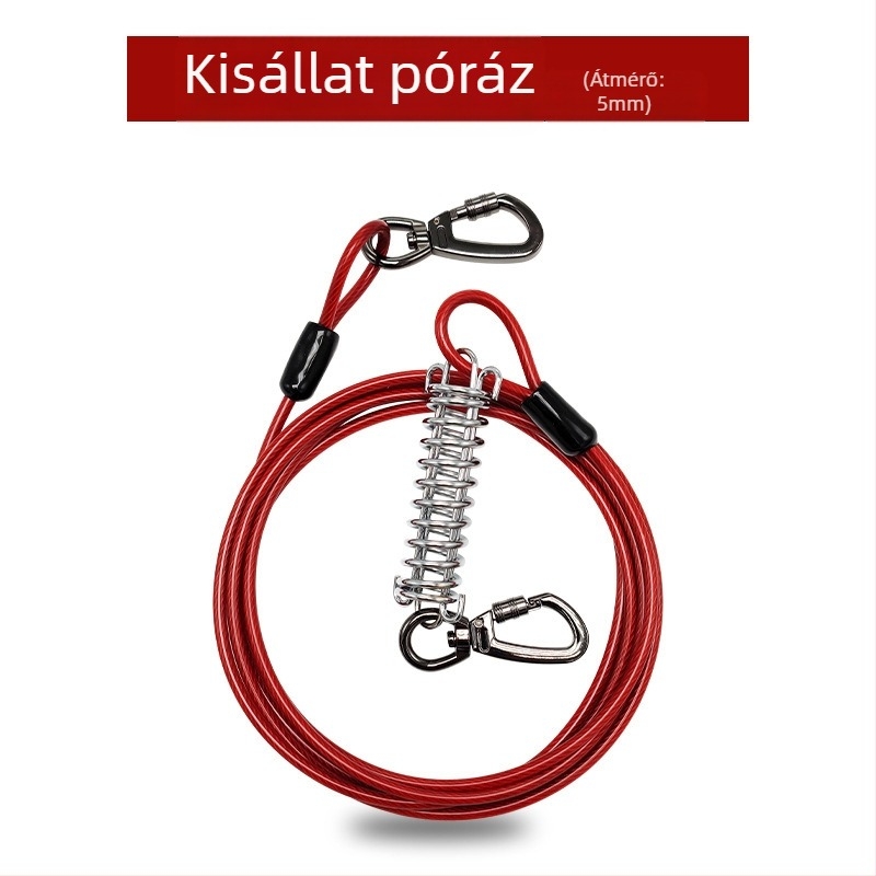 Háziállat acéldrót póráz harapásgátló húzókötél meghosszabbított acéldrót kötél kutyapóráz vastagított 20 lábas kültéri kutyapóráz