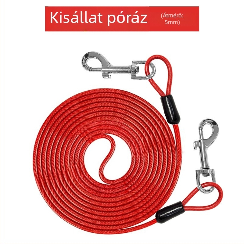 Háziállat acéldrót póráz harapásgátló húzókötél meghosszabbított acéldrót kötél kutyapóráz vastagított 20 lábas kültéri kutyapóráz