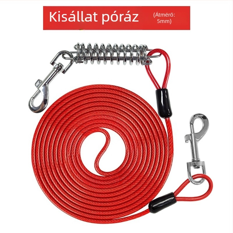 Háziállat acéldrót póráz harapásgátló húzókötél meghosszabbított acéldrót kötél kutyapóráz vastagított 20 lábas kültéri kutyapóráz