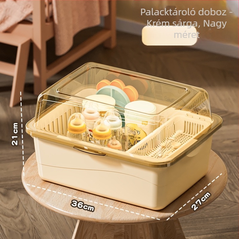 Cumisüveg tároló doboz, babakellékek, pormentes lefolyótartó fedéllel, baba étkészlet, játékok, újszülött étrend-kiegészítő tároló doboz