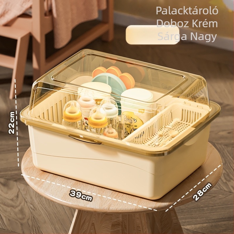 Cumisüveg tároló doboz, babakellékek, pormentes lefolyótartó fedéllel, baba étkészlet, játékok, újszülött étrend-kiegészítő tároló doboz
