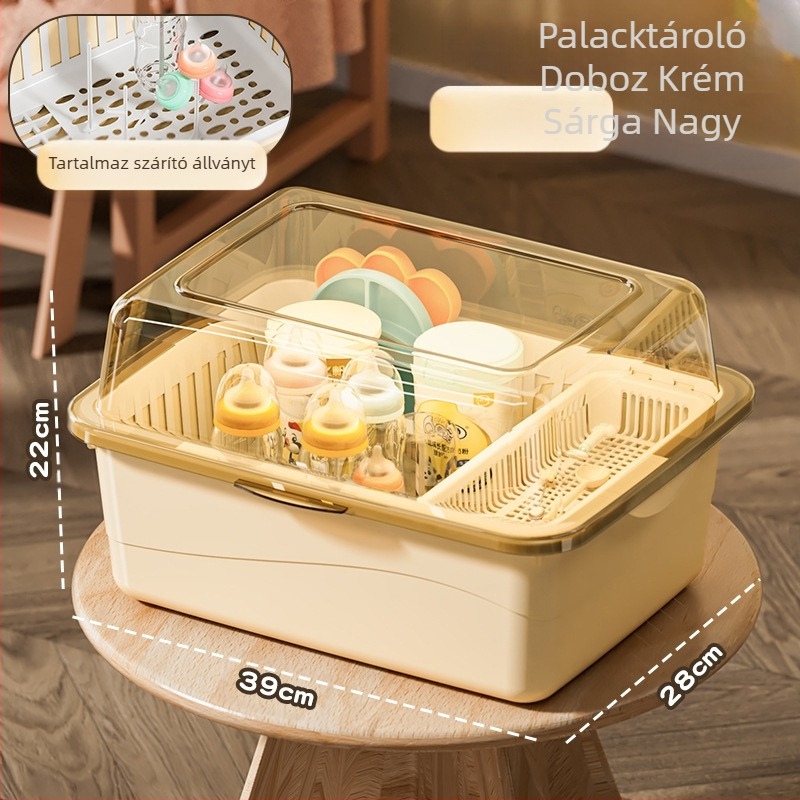 Cumisüveg tároló doboz, babakellékek, pormentes lefolyótartó fedéllel, baba étkészlet, játékok, újszülött étrend-kiegészítő tároló doboz