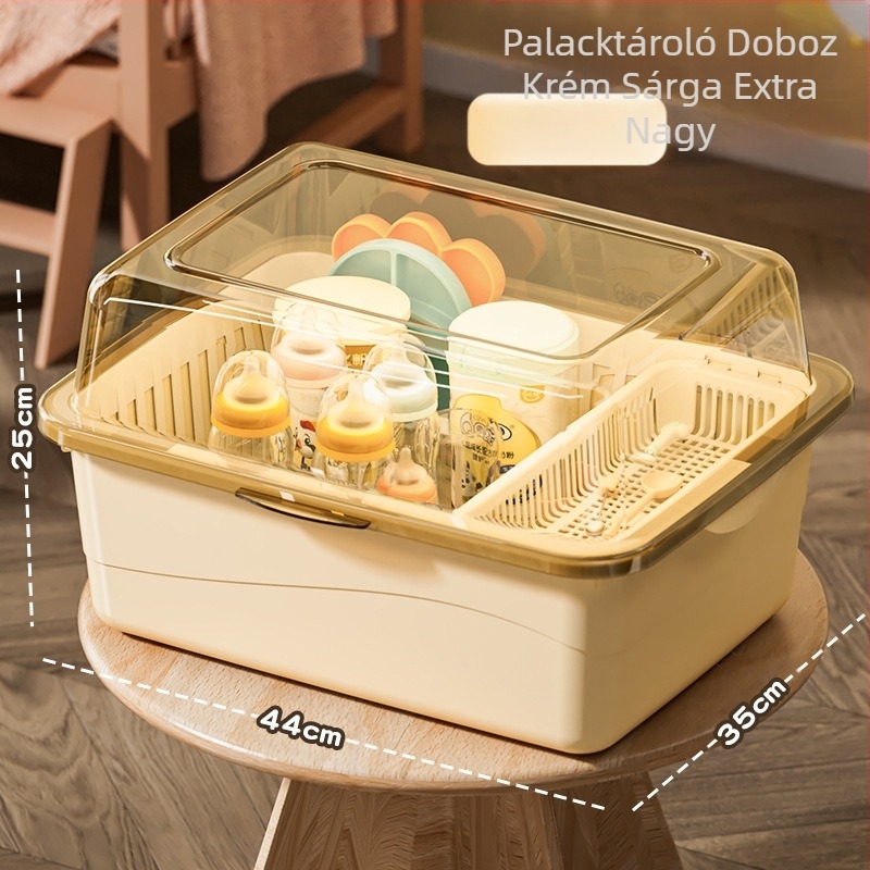 Cumisüveg tároló doboz, babakellékek, pormentes lefolyótartó fedéllel, baba étkészlet, játékok, újszülött étrend-kiegészítő tároló doboz