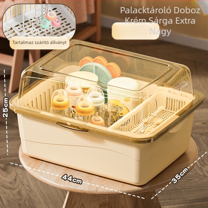 Cumisüveg tároló doboz, babakellékek, pormentes lefolyótartó fedéllel, baba étkészlet, játékok, újszülött étrend-kiegészítő tároló doboz