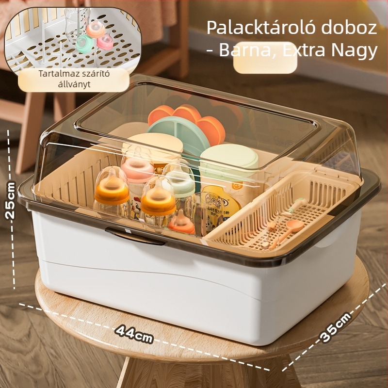Cumisüveg tároló doboz, babakellékek, pormentes lefolyótartó fedéllel, baba étkészlet, játékok, újszülött étrend-kiegészítő tároló doboz
