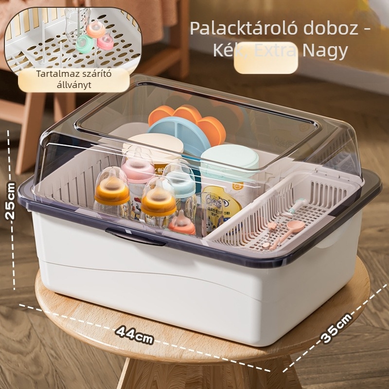 Cumisüveg tároló doboz, babakellékek, pormentes lefolyótartó fedéllel, baba étkészlet, játékok, újszülött étrend-kiegészítő tároló doboz