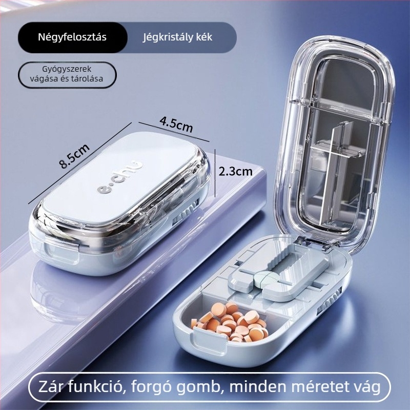 Tablettavágó, Tablettaelválasztó, Negyedtabletta-vágó, Precíz tablettavágó, A tablettákat két részre vágja, Hordozható tablettarendező