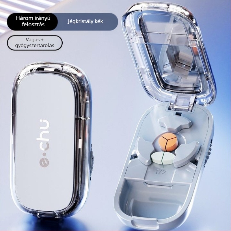 Tablettavágó, Tablettaelválasztó, Negyedtabletta-vágó, Precíz tablettavágó, A tablettákat két részre vágja, Hordozható tablettarendező