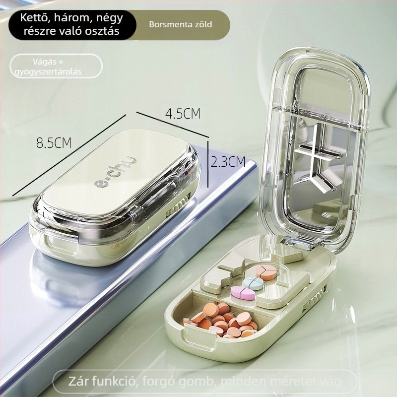 Tablettavágó, Tablettaelválasztó, Negyedtabletta-vágó, Precíz tablettavágó, A tablettákat két részre vágja, Hordozható tablettarendező