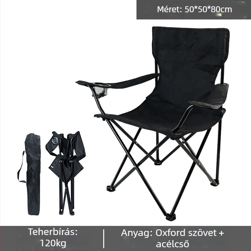 Kültéri összecsukható szék, hordozható szék, kempingszék, szék háttámlával, összecsukható horgászszék, összecsukható szék