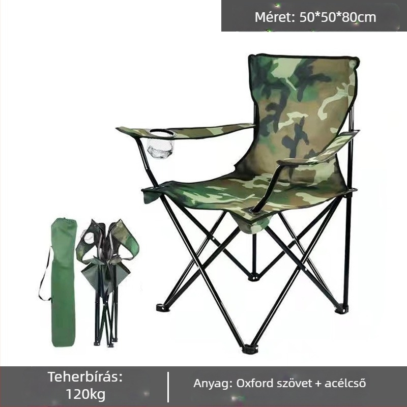 Kültéri összecsukható szék, hordozható szék, kempingszék, szék háttámlával, összecsukható horgászszék, összecsukható szék