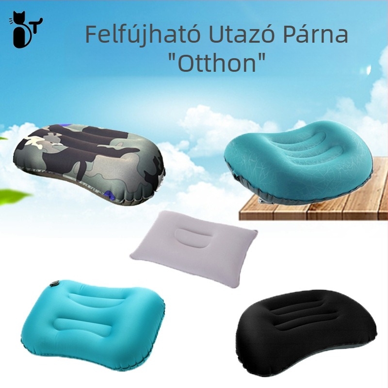 Felfújható U alakú párna, hordozható összecsukható nyakpárna utazáshoz, üzleti utakhoz, kempingezéshez, egyszerű és stílusos TPU sajtpárna, hordozható