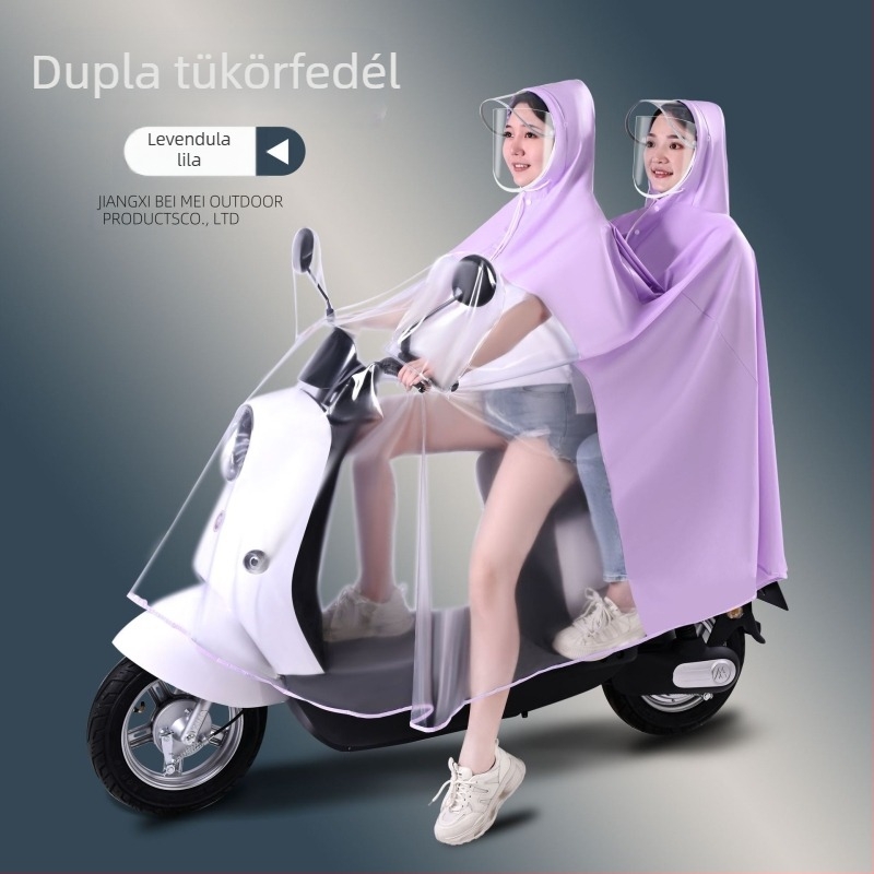 Elektromos autó esőkabát nagykereskedelmi akkumulátoros autó motorkerékpár szülő-gyermek egyrészes, egyrészes, dupla testű, esőálló anya-gyermek poncsó