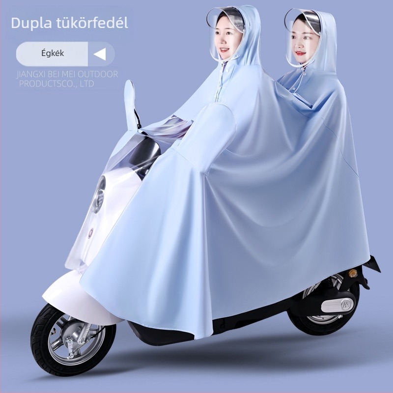 Elektromos autó esőkabát nagykereskedelmi akkumulátoros autó motorkerékpár szülő-gyermek egyrészes, egyrészes, dupla testű, esőálló anya-gyermek poncsó