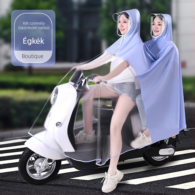 Elektromos autó esőkabát nagykereskedelmi akkumulátoros autó motorkerékpár szülő-gyermek egyrészes, egyrészes, dupla testű, esőálló anya-gyermek poncsó