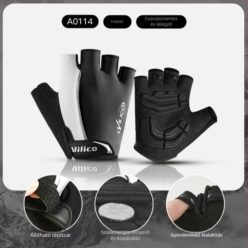 Kültéri sportkerékpáros kesztyűk Terepmotorozás Hegyi kerékpározás Kopásálló Lélegző Napvédő Félujjas Kesztyűk