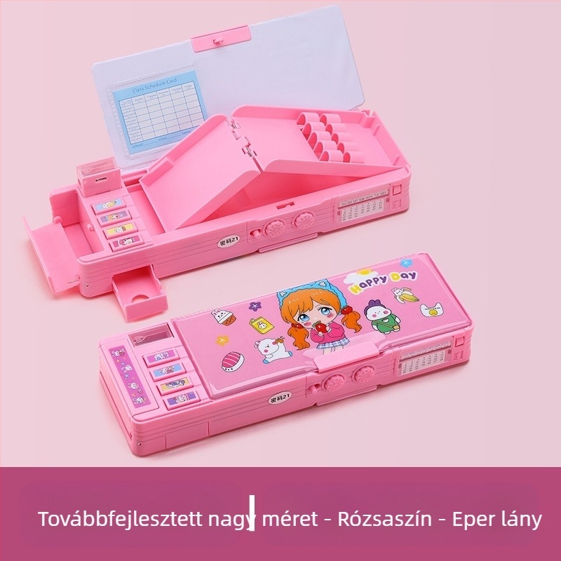 Jelszóval zárolható tolltartó + ingyenes táblára rögzíthető tolllánc, multifunkcionális, kétrétegű, nagy kapacitású tolltartó férfiaknak és nőknek, űrhajós dizájnnal