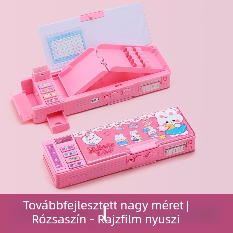 Jelszóval zárolható tolltartó + ingyenes táblára rögzíthető tolllánc, multifunkcionális, kétrétegű, nagy kapacitású tolltartó férfiaknak és nőknek, űrhajós dizájnnal