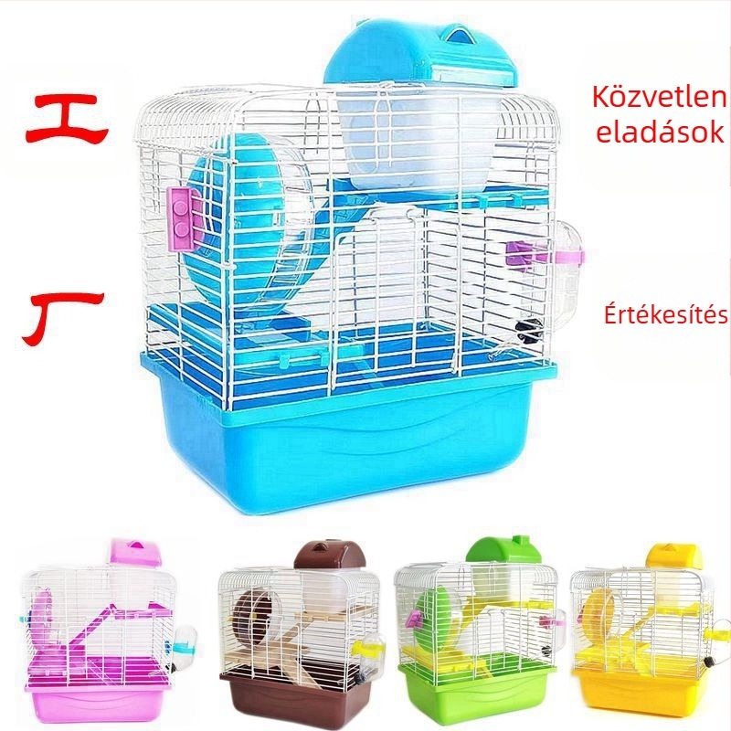 Gyári értékesítésű hörcsögketrec kellékkészlet, komplett fészek, dupla ketrec, nagy villa, kis kastély, kis kert