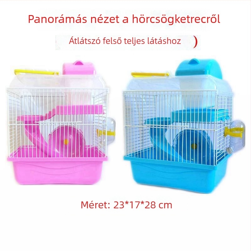 Gyári értékesítésű hörcsögketrec kellékkészlet, komplett fészek, dupla ketrec, nagy villa, kis kastély, kis kert