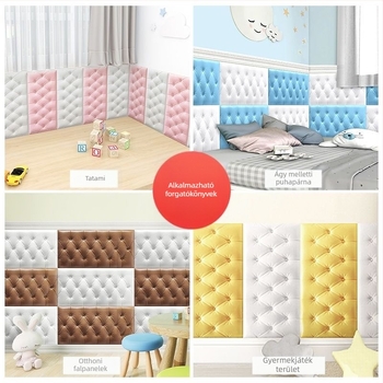 Vízálló és nedvességálló éjjeliszekrény-tapéta, öntapadós tatami éjjeliszekrény-tapéta, puha táska, fali matricák, ütközésgátló faldekorációs matricák