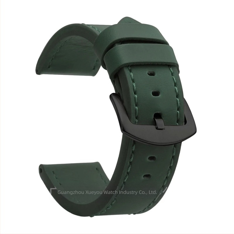 Külkereskedelmi divatos valódi bőr univerzális élszíj, uniszex 18mm, 20mm, 22mm, 24mm, ezüst csattal, fekete csattal